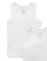 2 Pack Rib Singlet | White