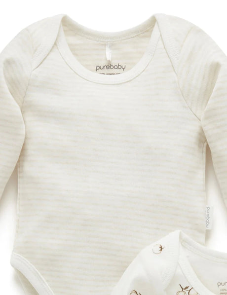 2 Pack Easy Neck Long Sleeve Bodysuit | Vanilla Cottonbud